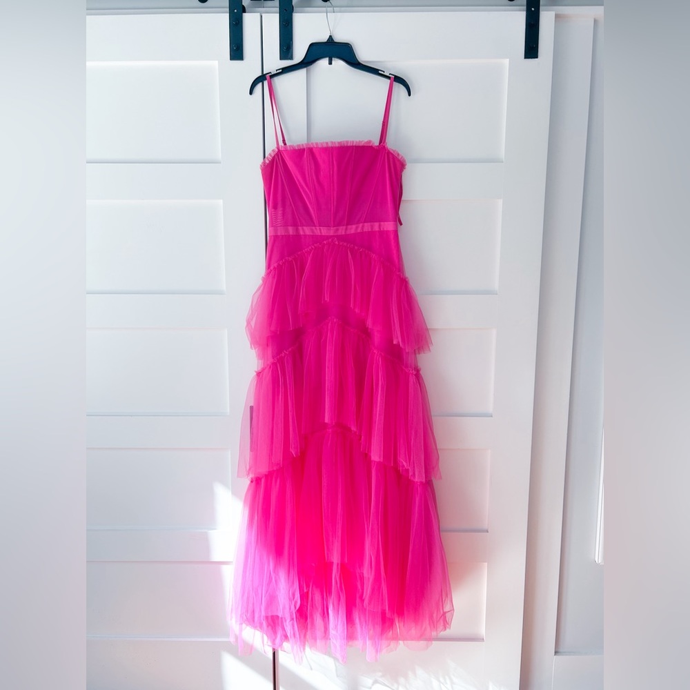 hot pink ruffle prom dress size 10